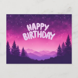 Alles Gute zum Geburtstag Sternennacht, Berge, Wal Postkarte