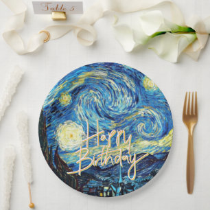 Alles Gute zum Geburtstag, Sternennacht in Kunstau Pappteller