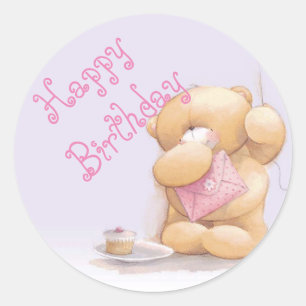 Alles Gute zum Geburtstag/Stickers/Teddy Bären Runder Aufkleber