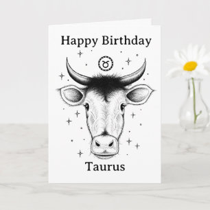 Alles Gute zum Geburtstag Stier Handgezeichnet Karte