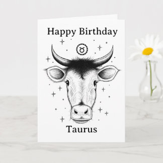 Alles Gute zum Geburtstag Stier Handgezeichnet Karte
