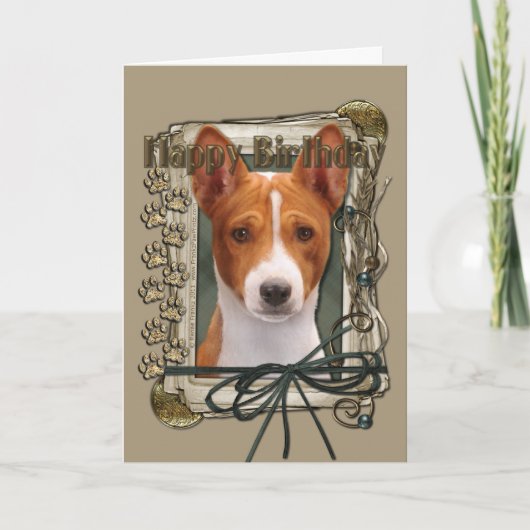Alles Gute zum Geburtstag - Stone Paws - Basenji Karte (Vorderseite)
