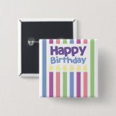 Alles Gute zum Geburtstag stripey Karte Button (Vorne & Hinten)