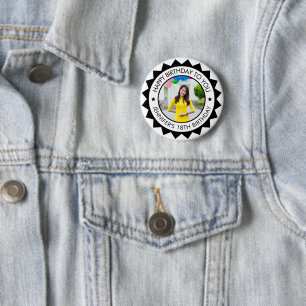 Alles Gute zum Geburtstag Stylischer runder Foto-T Button