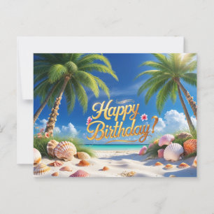 Alles Gute zum Geburtstag Sumer Tropical Beach  Postkarte