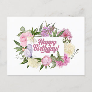 Alles Gute zum Geburtstag Süße Aquarellblumen im V Postkarte