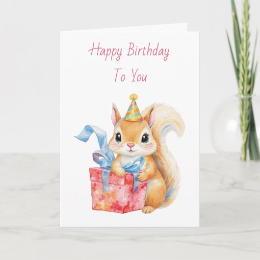 Alles Gute zum Geburtstag | Süße Eichhörnchen-Kart Karte (Vorderseite)
