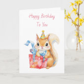 Alles Gute zum Geburtstag | Süße Eichhörnchen-Kart Karte (Gelbe Blume)