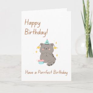 Alles Gute zum Geburtstag Süße Graue Katzenkarte Karte