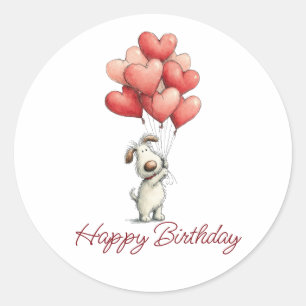 Alles Gute zum Geburtstag Süße Hunde Ballons Runder Aufkleber