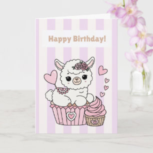 Alles Gute zum Geburtstag Süße Lama Mädchen Karte
