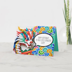 Alles Gute zum Geburtstag Süßer Drache Origami Tie Feiertagskarte