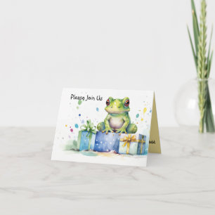 Alles Gute zum Geburtstag Süßer Grüner Frosch mit Einladung