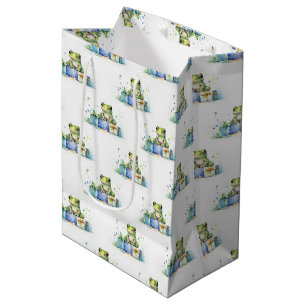 Alles Gute zum Geburtstag Süßer Grüner Frosch mit Mittlere Geschenktüte