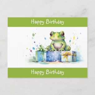 Alles Gute zum Geburtstag Süßer Grüner Frosch mit  Postkarte