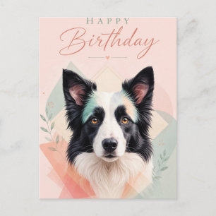 Alles Gute zum Geburtstag Süßer Schwarz Weiß Hund  Postkarte