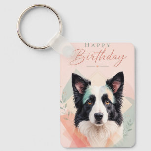 Alles Gute zum Geburtstag Süßer Schwarz Weiß Hund Schlüsselanhänger
