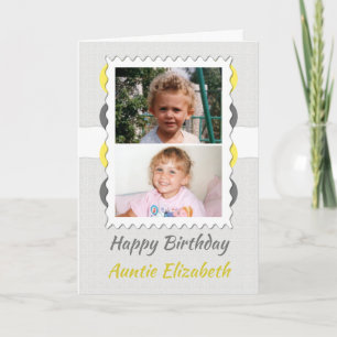 Alles Gute zum Geburtstag Tante grau und gelbe Fot Karte