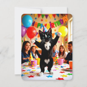 Alles Gute zum Geburtstag Tanzparty-Katze Mitteilungskarte