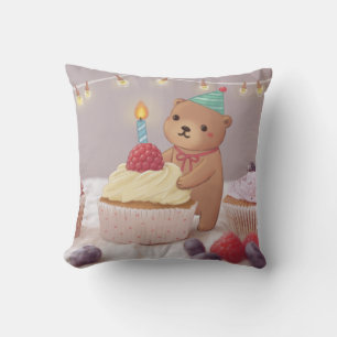 Alles Gute zum Geburtstag: Teddy Bear & Cupcakes Kissen