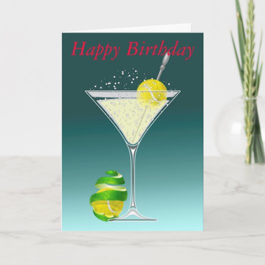 Alles Gute zum Geburtstag Tennis-Martinis Karte (Vorderseite)