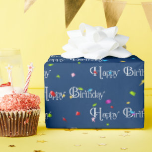 Alles Gute zum Geburtstag Text mit Konfetti Geschenkpapier