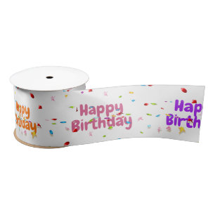 Alles Gute zum Geburtstag Text und Confetti Satinband
