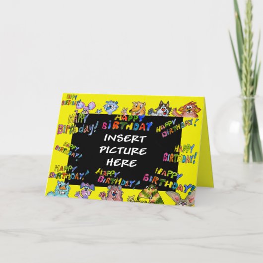 Alles Gute zum Geburtstag - Tier wünscht Karte (Vorderseite)