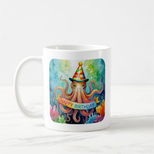 Alles Gute zum Geburtstag Tintenfisch-Partyhut-Aqu Kaffeetasse