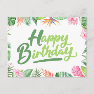 Alles Gute zum Geburtstag Tropische Blätter & Hibi Postkarte