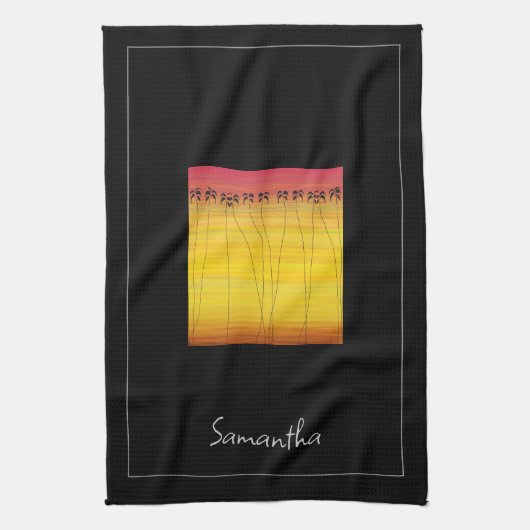 Alles Gute zum Geburtstag, tropischer Sommer Geschirrtuch (Vertikal)