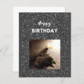 Alles Gute zum Geburtstag. Tuxedo Katze mit Rose. (Vorne/Hinten)