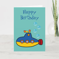 Alles Gute zum Geburtstag - U-Boot für Gelb und Bl