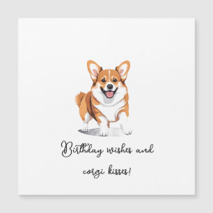 'Alles Gute zum Geburtstag und Corgi-Küsse' Süß  Magnetkarte