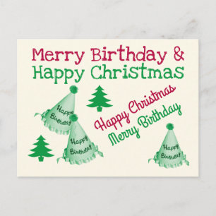 Alles Gute zum Geburtstag und Frohe Weihnachten -  Postkarte