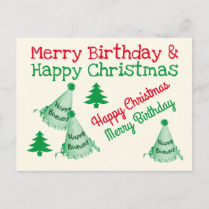 Alles Gute zum Geburtstag und Frohe Weihnachten - Postkarte