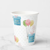 Alles Gute zum Geburtstag und Geschenkboxen Pappbecher (Vorderseite)