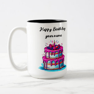 Alles Gute zum Geburtstag und Zitat Zweifarbige Tasse