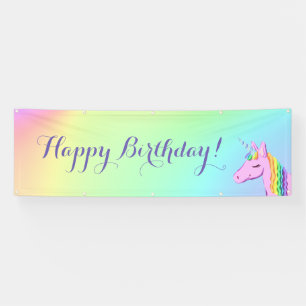 "Alles Gute zum Geburtstag!" Unicorn Rainbow Ombre Banner