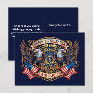 Alles Gute zum Geburtstag USA 250 Jahre   Patrioti Postkarte