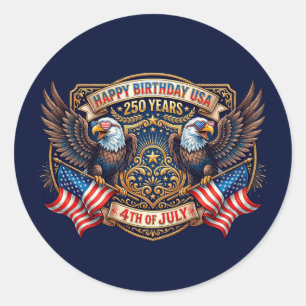 Alles Gute zum Geburtstag USA 250 Jahre Patrioti Runder Aufkleber
