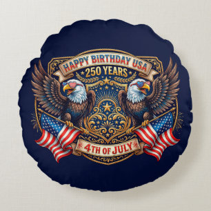 Alles Gute zum Geburtstag USA 250 Jahre Patrioti Rundes Kissen