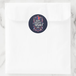 Alles Gute zum Geburtstag USA 250 Runder Aufkleber