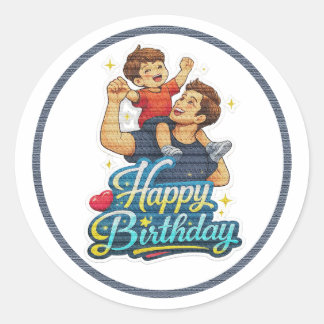 Alles Gute zum Geburtstag Vater und Sohn Runder Aufkleber