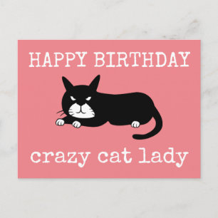 Alles Gute zum Geburtstag Verrückte Katzenlady Postkarte