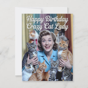 Alles Gute zum Geburtstag Verrückte Katzenlady Postkarte
