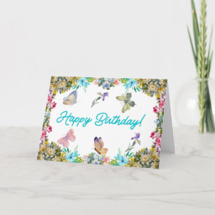 Alles Gute zum Geburtstag Vintage-Aquarell-Blumen Karte