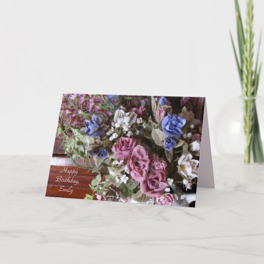 Alles Gute zum Geburtstag, Vintage Blume, Personal Karte (Vorderseite)