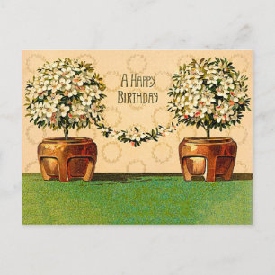 Alles Gute zum Geburtstag Vintage-Blumen-Topf-Post Postkarte