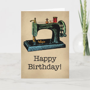 Alles Gute zum Geburtstag Vintage Nähmaschine Karte